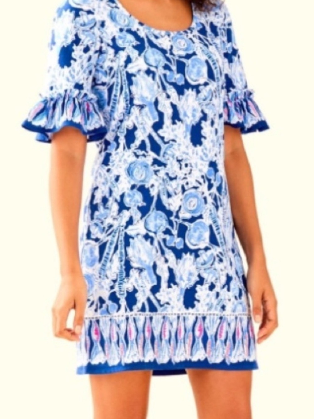 Lilly Pulitzer Blue and White Floral Shift Dress